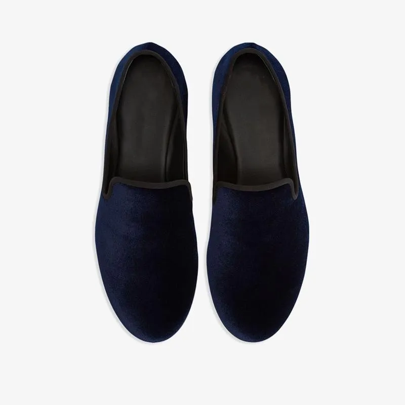 Midnight Blue Velvet Loafers